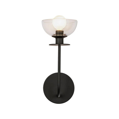 Alora Lighting Sylvia 5-in Matte Black/Clear Glass 1 Light Wall Vanity