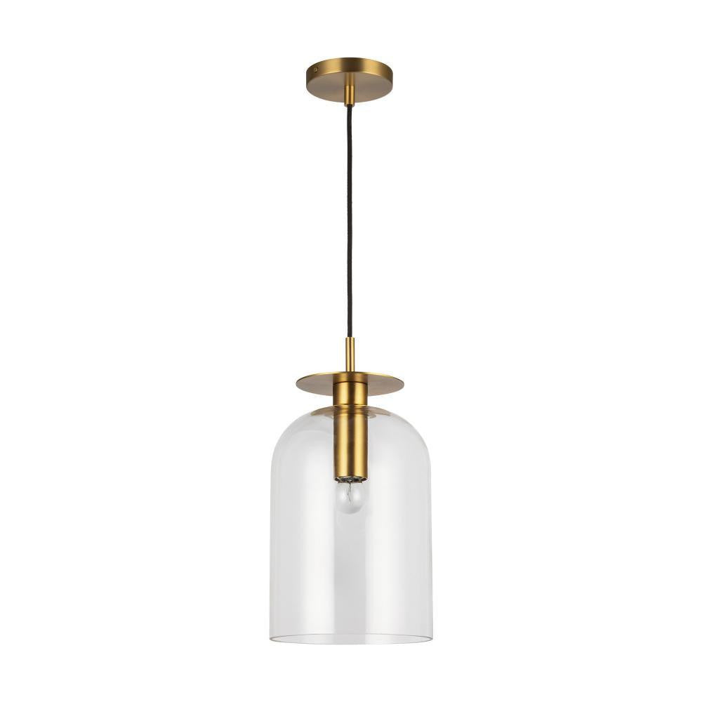 Alora Lighting Sylvia 8-in Brushed Gold/Clear Glass 1 Light Pendant