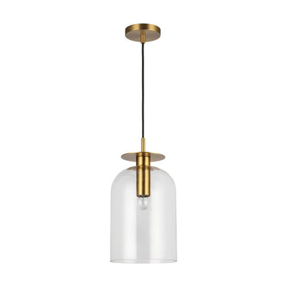 Alora Lighting Sylvia 8-in Brushed Gold/Clear Glass 1 Light Pendant