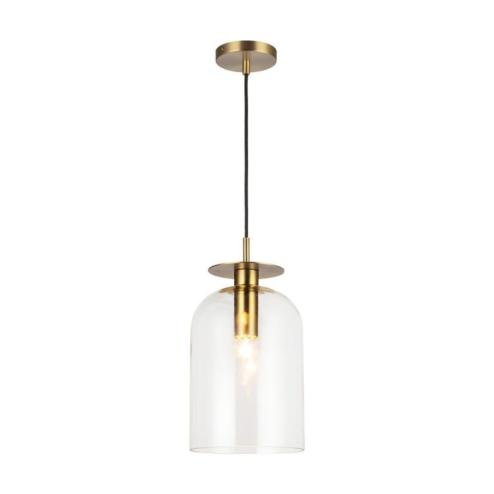 Alora Lighting Sylvia 8-in Brushed Gold/Clear Glass 1 Light Pendant