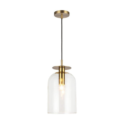 Alora Lighting Sylvia 8-in Brushed Gold/Clear Glass 1 Light Pendant
