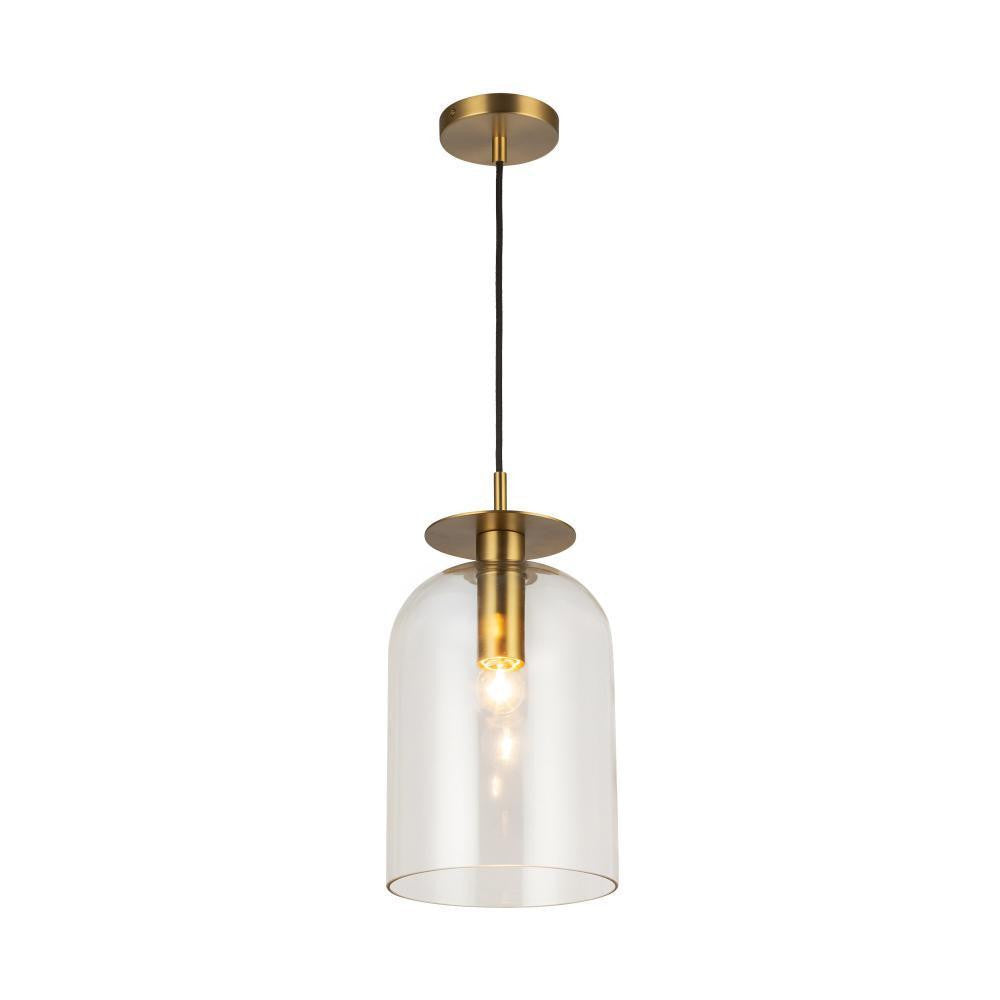Alora Lighting Sylvia 8-in Brushed Gold/Clear Glass 1 Light Pendant