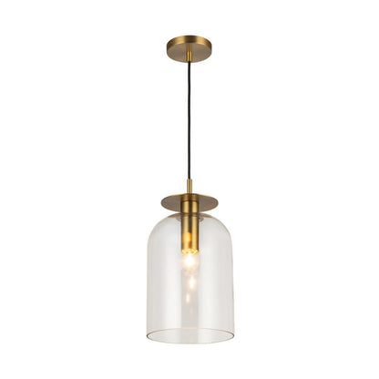 Alora Lighting Sylvia 8-in Brushed Gold/Clear Glass 1 Light Pendant