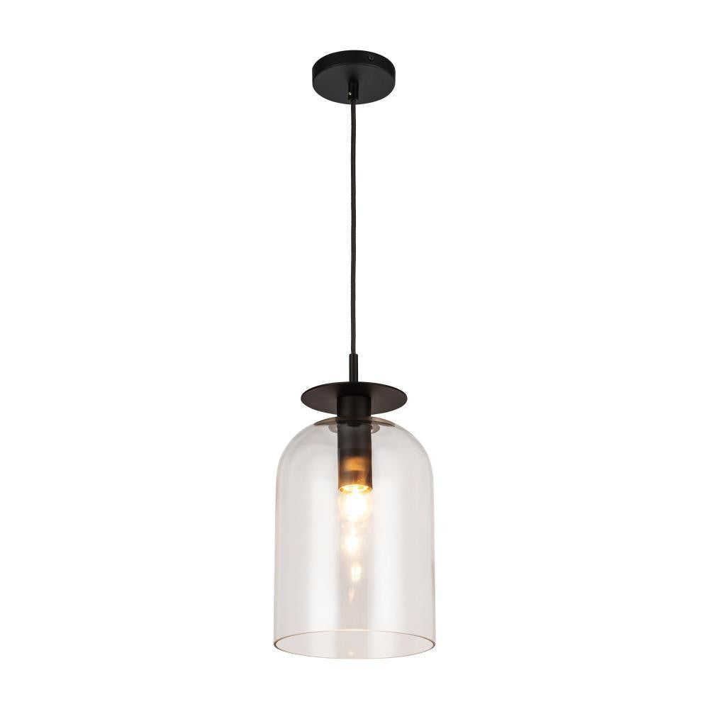 Alora Lighting Sylvia 8-in Matte Black/Clear Glass 1 Light Pendant
