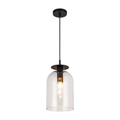 Alora Lighting Sylvia 8-in Matte Black/Clear Glass 1 Light Pendant