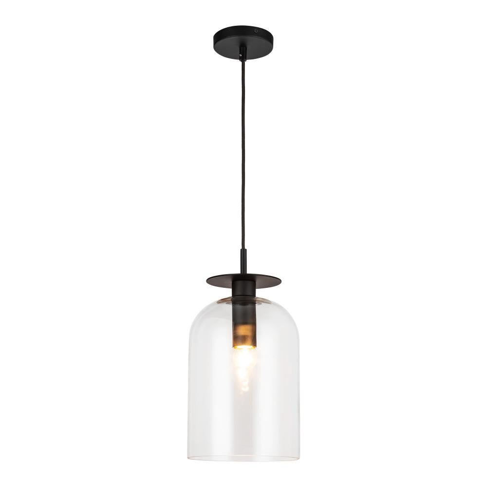 Alora Lighting Sylvia 8-in Matte Black/Clear Glass 1 Light Pendant