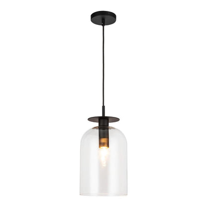 Alora Lighting Sylvia 8-in Matte Black/Clear Glass 1 Light Pendant