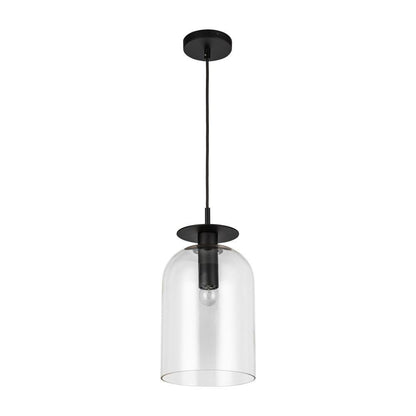 Alora Lighting Sylvia 8-in Matte Black/Clear Glass 1 Light Pendant