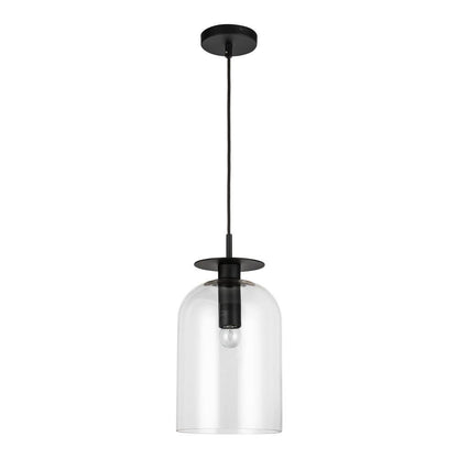 Alora Lighting Sylvia 8-in Matte Black/Clear Glass 1 Light Pendant