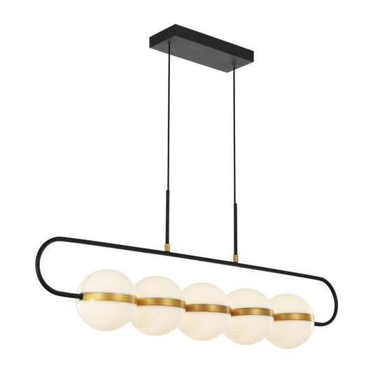 Alora Lighting Tagliato 5 Head LED Linear Pendant Brushed Gold, Matte Black
