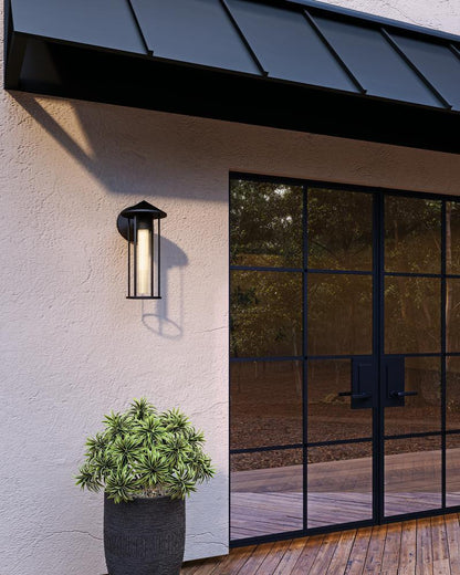 Alora Lighting Tenko 12-in Black/Glossy Opal Glass 1 Light Exterior Wall