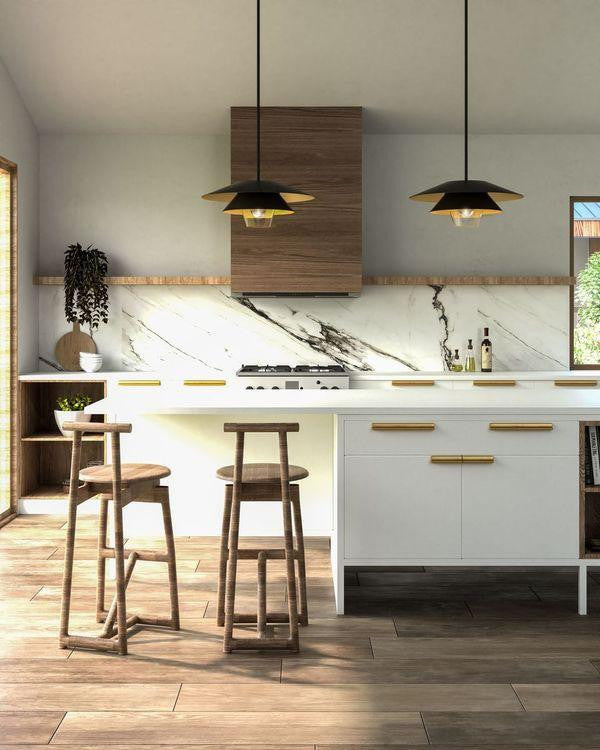 Alora Lighting Tetsu Pendant, 1-Light, Matte Black, Clear Glass, 19.5"D
