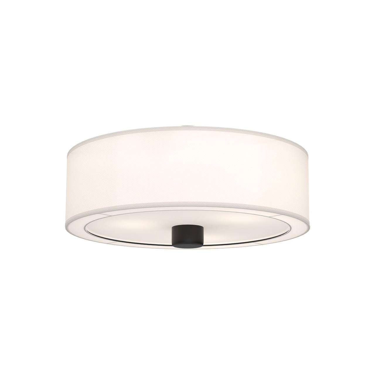 Alora Lighting Theo Flush Mount, 3-Light, Matte Black, White Linen, 24.13"D