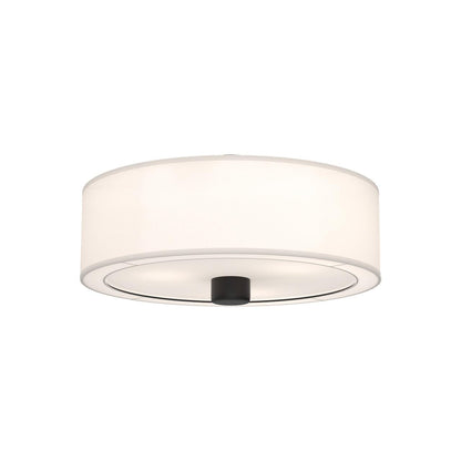 Alora Lighting Theo Flush Mount, 3-Light, Matte Black, White Linen, 24.13"D