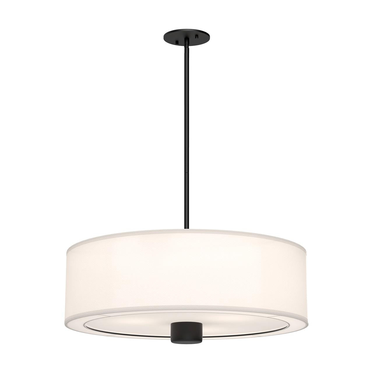 Alora Lighting Theo Pendant, 3-Light, Matte Black, White Linen, 24.13"D
