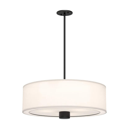 Alora Lighting Theo Pendant, 3-Light, Matte Black, White Linen, 24.13"D