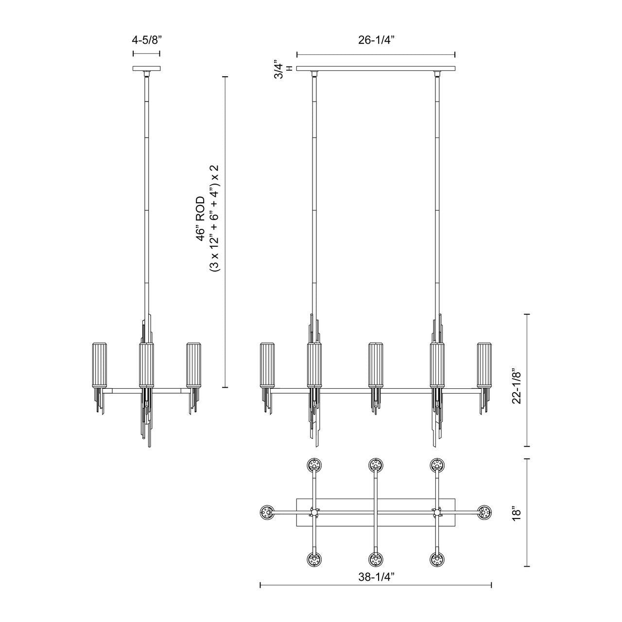 Alora Lighting Torres Linear Pendant Polished Nickel