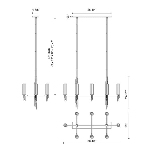 Alora Lighting Torres Linear Pendant Polished Nickel