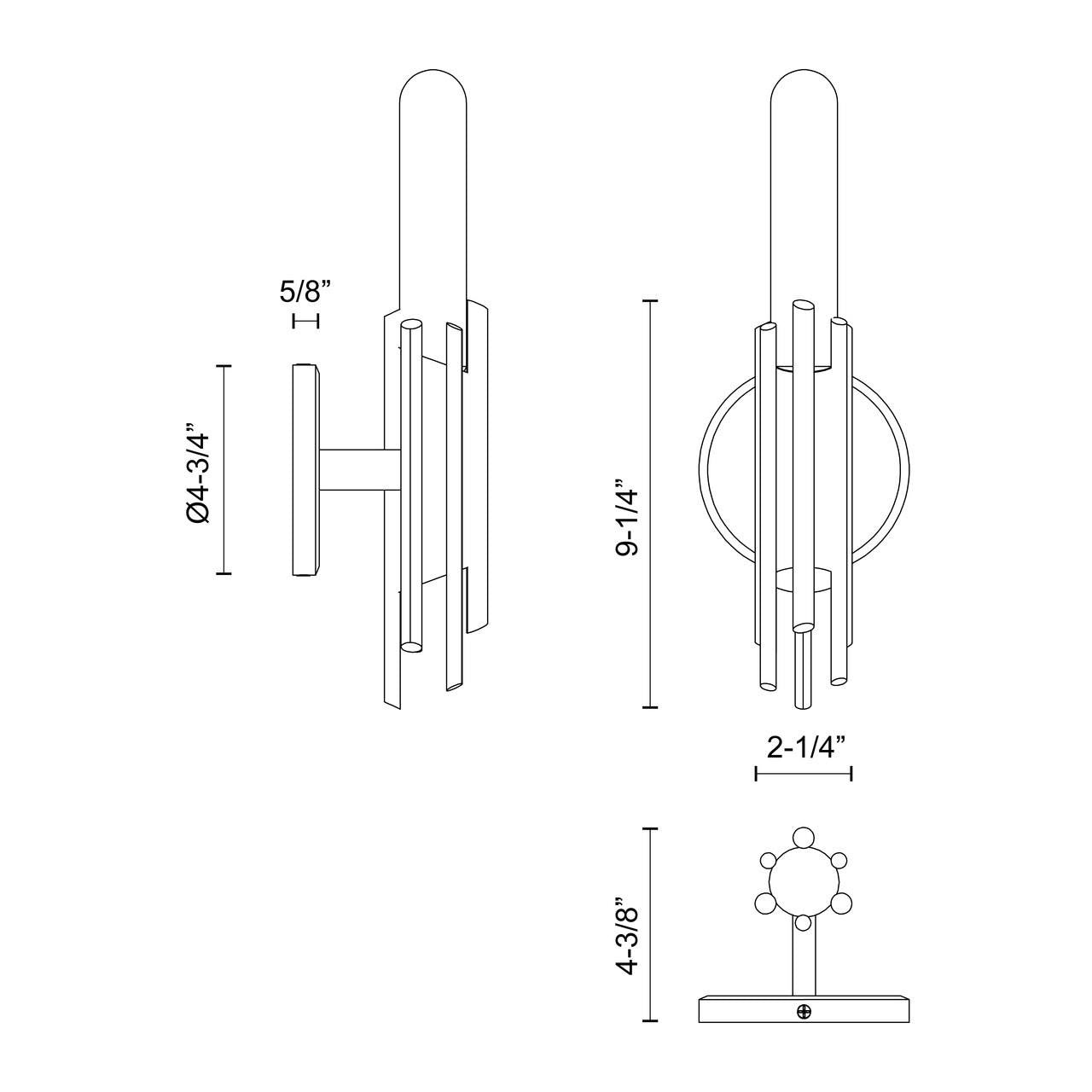 Alora Lighting Torres Wall/Vanity Light, 8-Light, Polished Nickel, 9.25"H