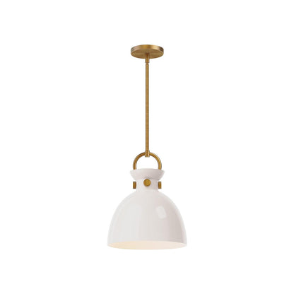 Alora Lighting Waldo 11-in Pendant Aged Gold, Glossy Opal Glass