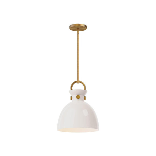 Alora Lighting Waldo 11-in Pendant Aged Gold, Glossy Opal Glass