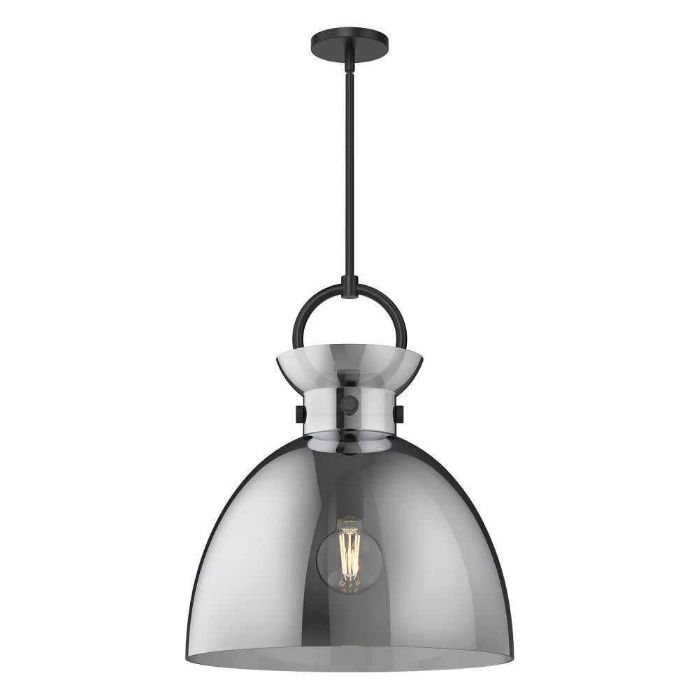 Alora Lighting Waldo Pendant, 1-Light, Matte Black, Smoked Solid Glass, 21.75"H