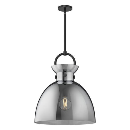 Alora Lighting Waldo Pendant, 1-Light, Matte Black, Smoked Solid Glass, 21.75"H
