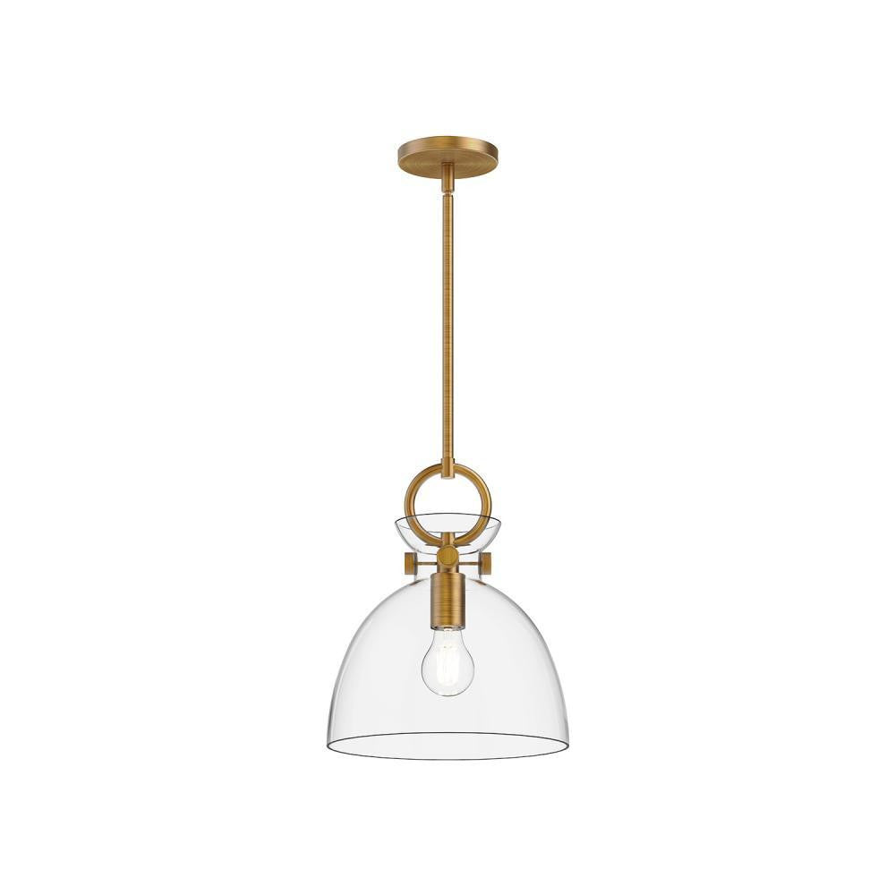 Alora Lighting Waldo 11-in Pendant Aged Gold, Clear Glass