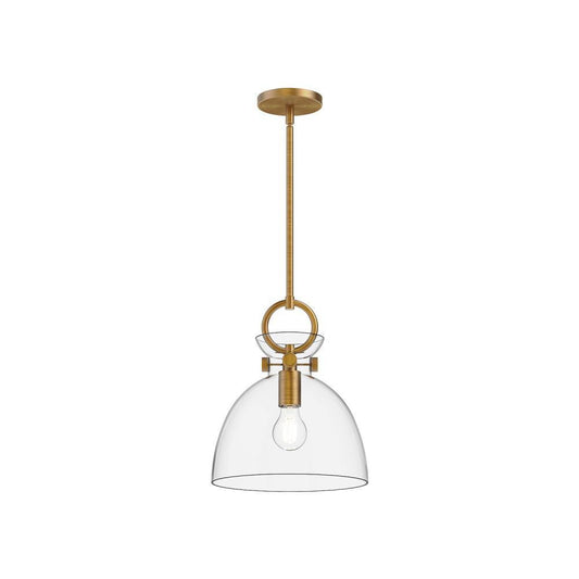 Alora Lighting Waldo 11-in Pendant Aged Gold, Clear Glass