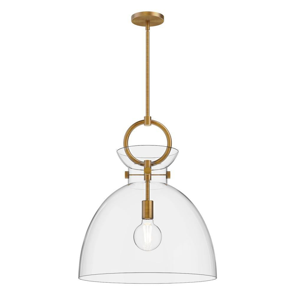 Alora Lighting Waldo 18-in Pendant Aged Gold, Clear Glass
