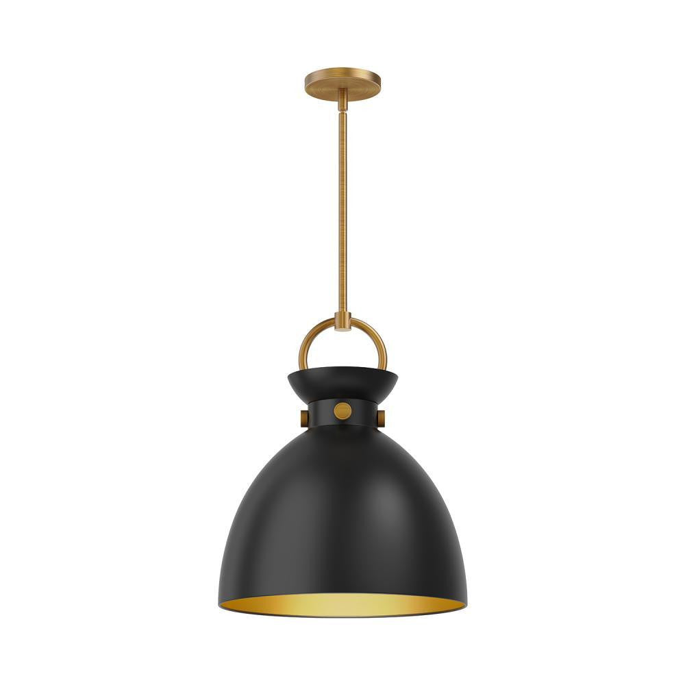 Alora Lighting Waldo 14-in Pendant Aged Gold, Matte Black