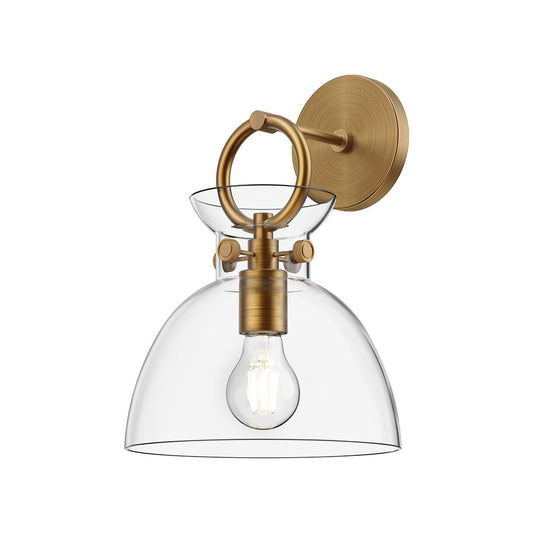 Alora Lighting Waldo 9-in Wall/Vanity Light Matte Black, Glossy Opal Glass