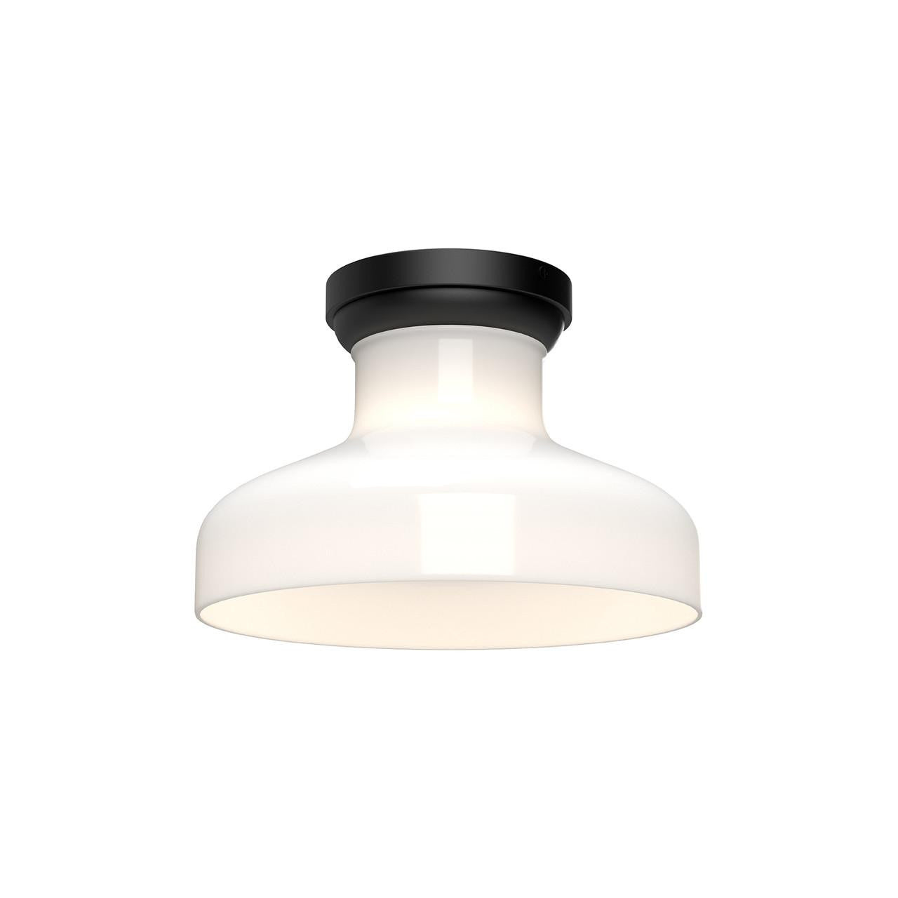 Alora Lighting Westlake Flush Mount, 1-Light, Matte Black, Glossy Opal Glass, 11.13"D