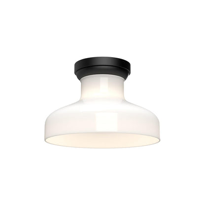 Alora Lighting Westlake Flush Mount, 1-Light, Matte Black, Glossy Opal Glass, 11.13"D