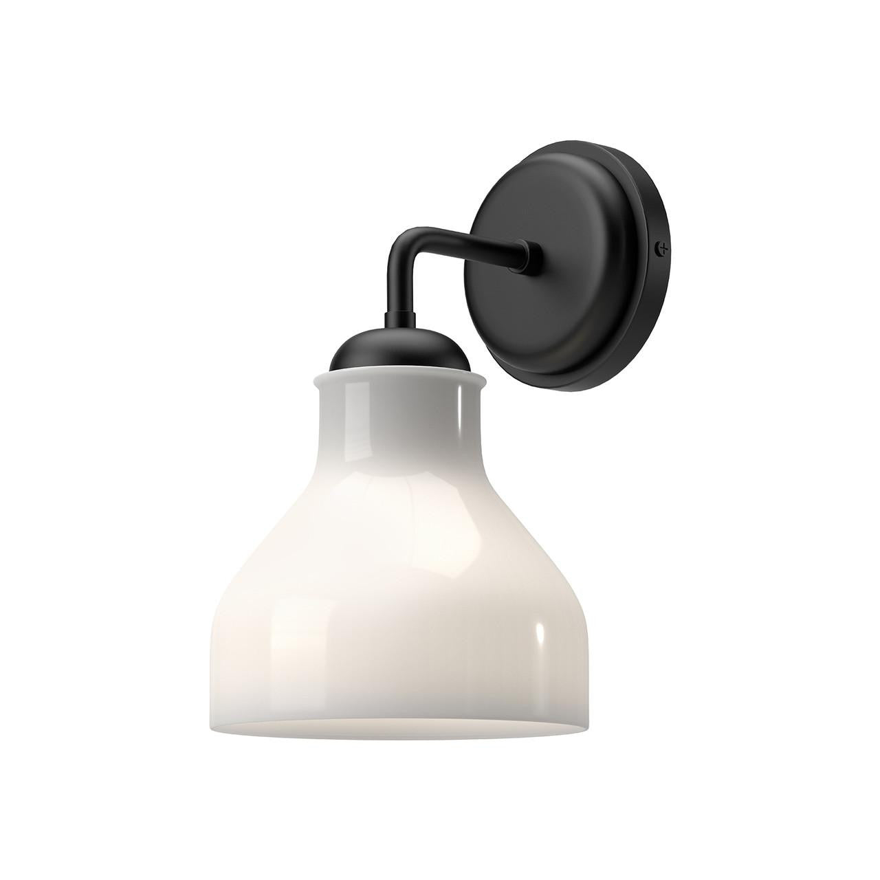 Alora Lighting Westlake Wall Sconce, 1-Light, Matte Black, Glossy Opal Glass, 10.75"H