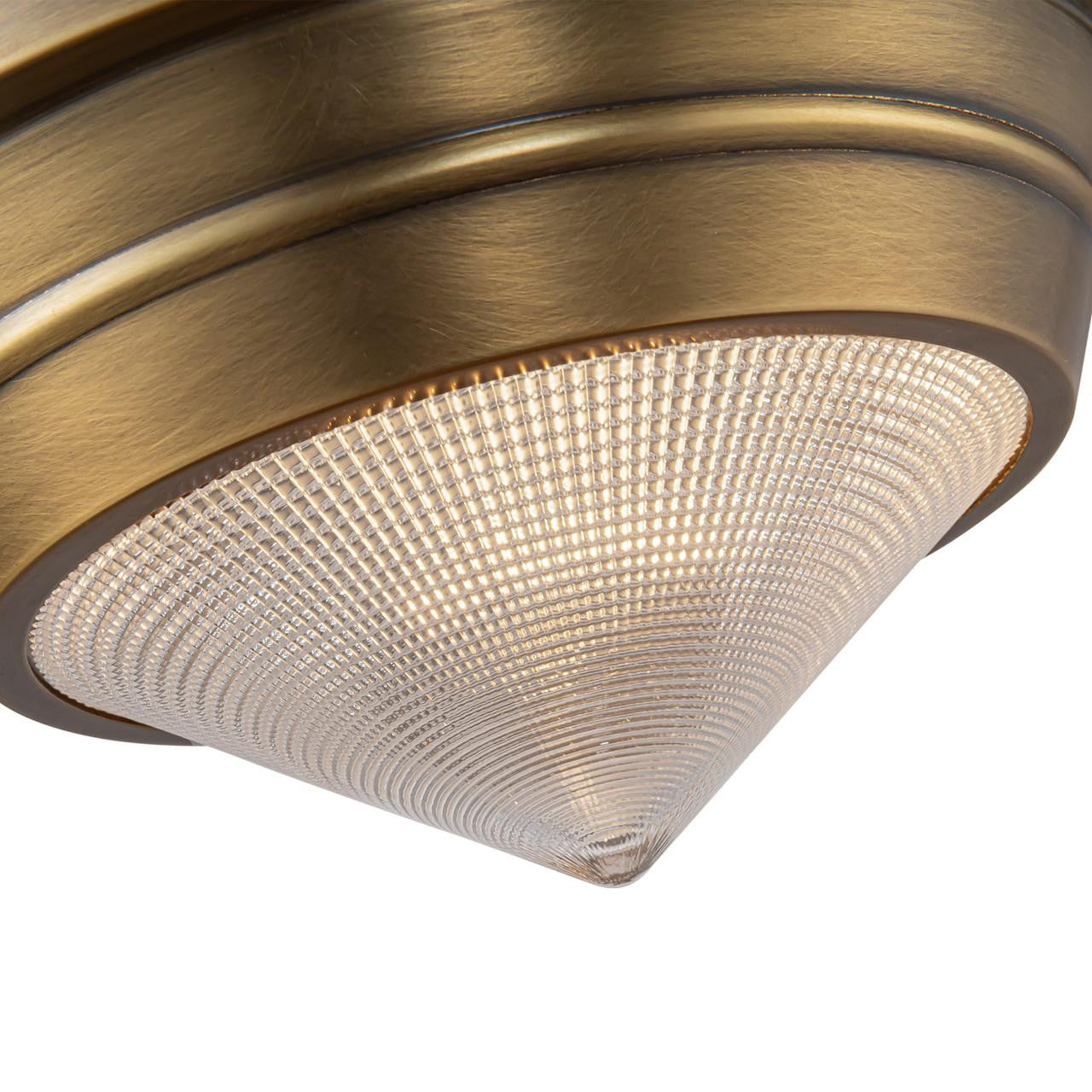 Alora Lighting Willard Flush Mount, 1-Light, Vintage Brass, Prismatic Glass, 10.13"D