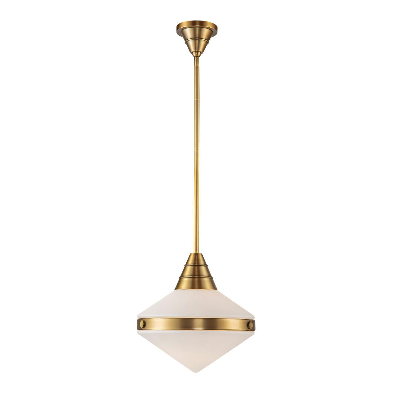 Alora Lighting Willard Pendant, 1-Light, Vintage Brass, Opal Matte Glass, 14.13"H