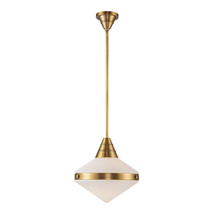 Alora Lighting Willard Pendant, 1-Light, Vintage Brass, Opal Matte Glass, 14.13"H