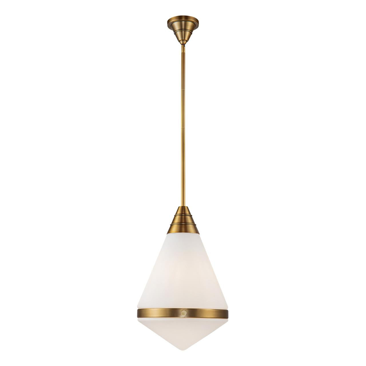 Alora Lighting Willard Pendant, 1-Light, Vintage Brass, Opal Matte Glass, 21.75"H