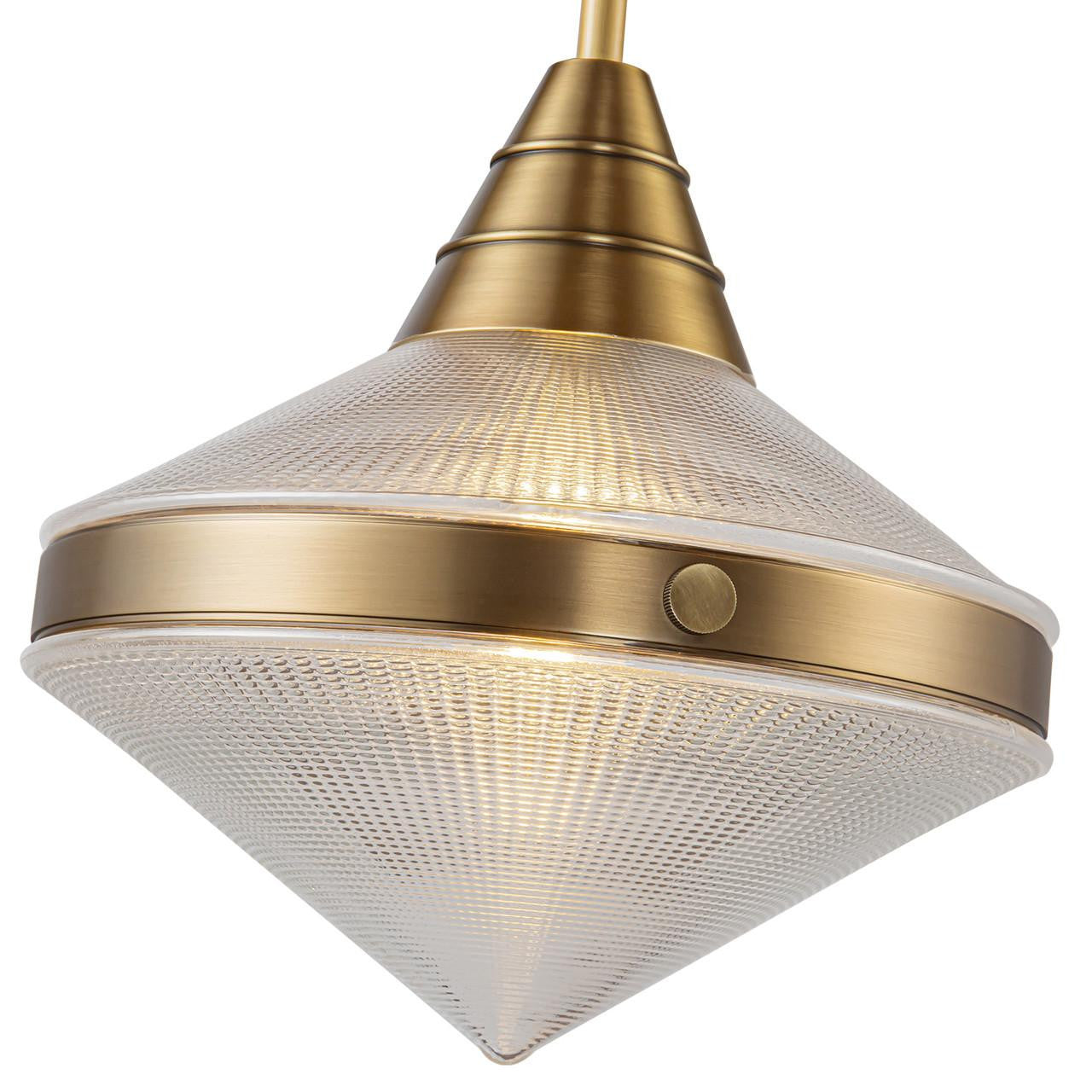 Alora Lighting Willard Pendant, 1-Light, Vintage Brass, Prismatic Glass, 14.13"H