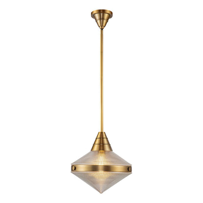 Alora Lighting Willard Pendant, 1-Light, Vintage Brass, Prismatic Glass, 14.13"H