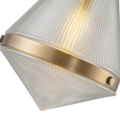 Alora Lighting Willard Pendant, 1-Light, Vintage Brass, Prismatic Glass, 21.75"H