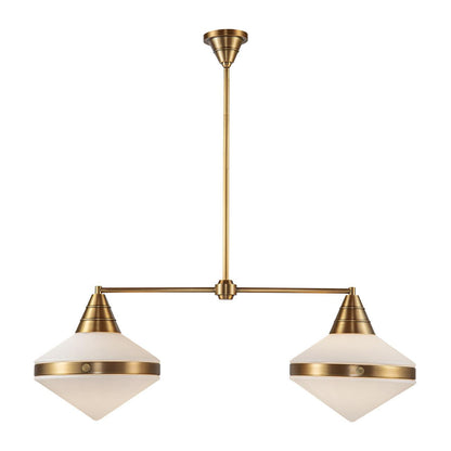 Alora Lighting Willard Pendant, 2-Light, Vintage Brass, Opal Matte Glass, 40.63"L