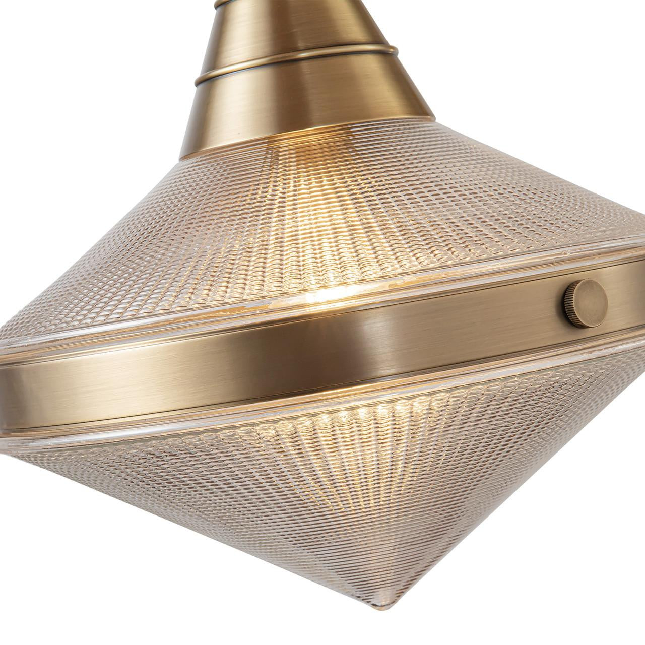 Alora Lighting Willard Pendant, 2-Light, Vintage Brass, Prismatic Glass, 40.63"L