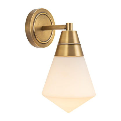 Alora Lighting Willard Wall/Vanity Light, 1-Light, Vintage Brass, Opal Matte Glass, 11.63"H