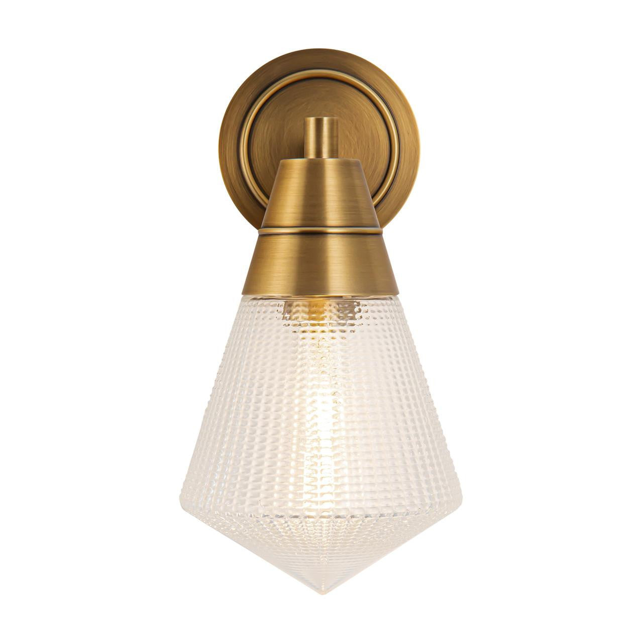 Alora Lighting Willard Wall/Vanity Light, 1-Light, Vintage Brass, Prismatic Glass, 11.63"H