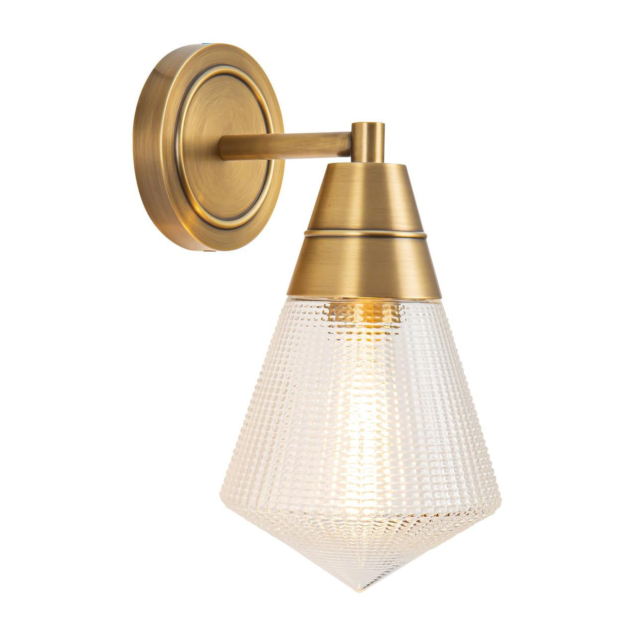 Alora Lighting Willard Wall/Vanity Light, 1-Light, Vintage Brass, Prismatic Glass, 11.63"H