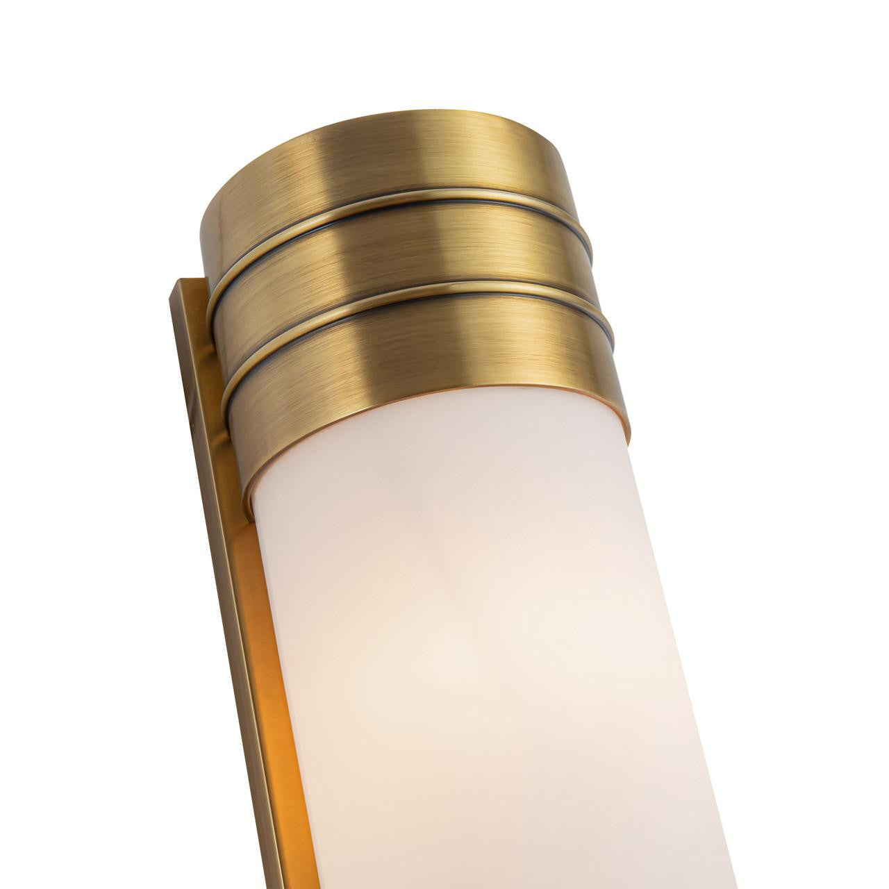 Alora Lighting Willard Wall/Vanity Light, 2-Light, Vintage Brass, Opal Matte Glass, 18.38"H