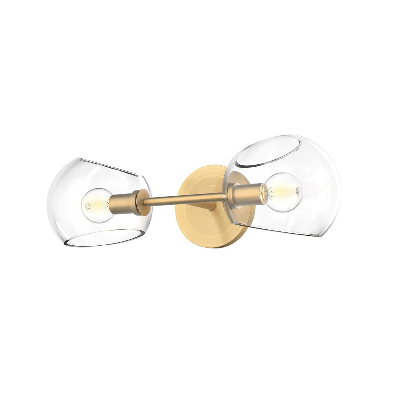 Alora Lighting Willow 17-in Wall/Vanity Light Brushed Gold, Clear Glass
