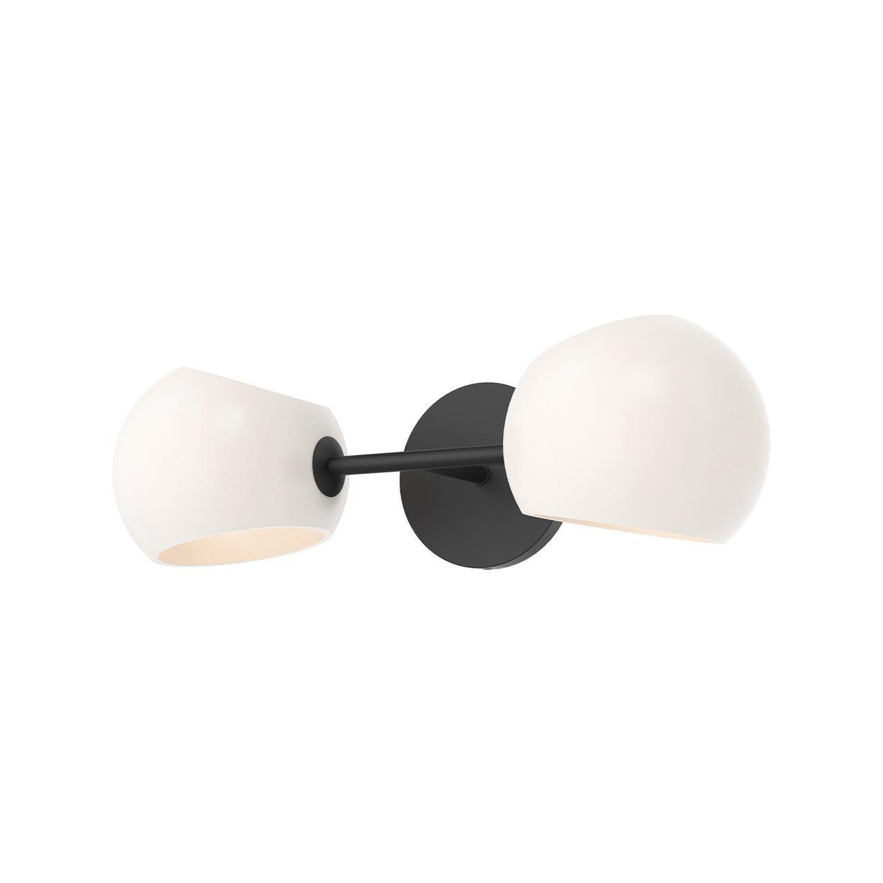 Alora Lighting Willow Bathroom Vanity Light, 2-Light, Matte Black, Opal Matte Glass, 16.75"W